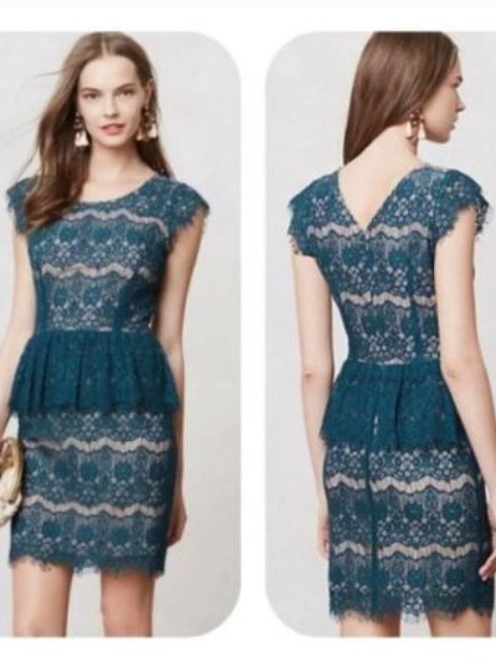 Anthropologie Maeve Elsa Lace Peplum Dress Size S